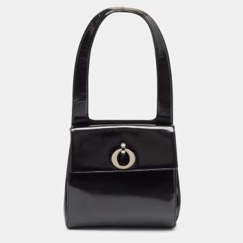 Pre Owned Dior Black Patent Leather Flap Tote