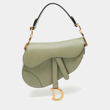 Pre Owned Dior Olive Green Mini Saddle Bag