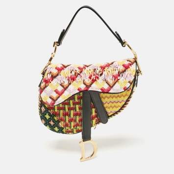 Pre Owned Dior Multicolor Beaded Mini Saddle Bag