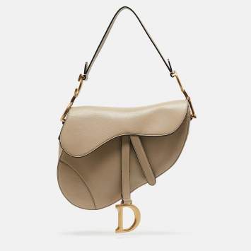 Pre Owned Dior Beige Leather Saddle Bag