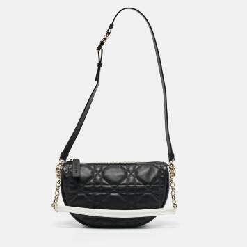 Pre Owned Dior Black Cannage Leather Small Vibe Hobo