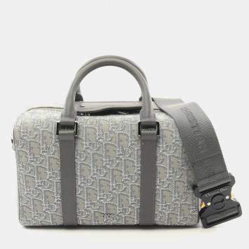 Dior Gray Canvas Leather Lingot 26 Handbag