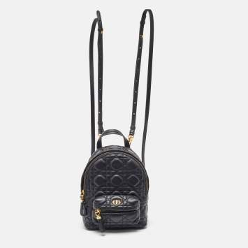 Pre Owned Dior Black Cannage Leather Dioramour Mini Backpack