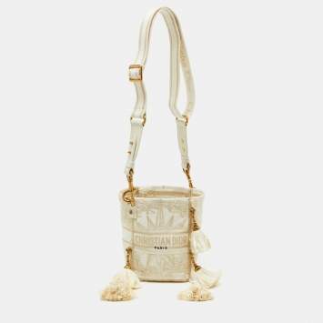 Pre Owned Dior Beige/Gold Rêve d'Infini Embroidery Canvas Small D-Bubble Bucket Bag