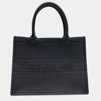 Pre Owned Dior Black Leather Book Tote Bag 36
