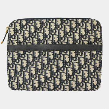 Dior Gray Navy Trotter Clutch Bag