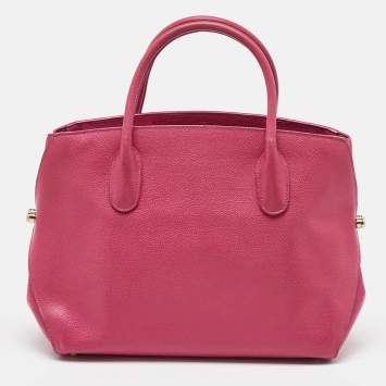 Pre Owned Dior Bright Pink Leather Open Bar Tote