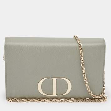 Pre Owned Dior Grey Leather 30 Montaigne Convertible Belt Bag