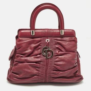 Pre Owned Dior Burgundy Leather Karenina Frame Tote
