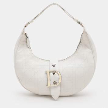 Pre Owned Dior White Cannage Leather Hobo