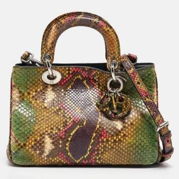 Pre Owned Dior Multicolor Python Mini Diorissimo Tote