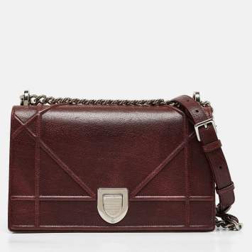 Dior Burgundy Leather Medium Diorama Flap Bag