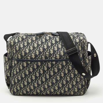 Pre Owned Dior Navy Blue Oblique Canvas Changing Bag