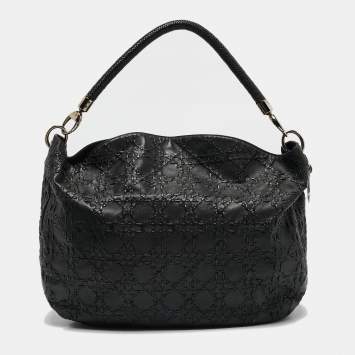 Dior Black Cannage Leather Whipstitch Hobo