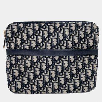 Dior Blue Fabric Oblique Travel Kit Pouch bag