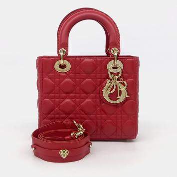 Pre Owned Dior Red Leather Lady Small Bag