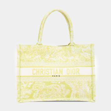 Pre Owned Dior Green Medium Canvas Embroidered Dioriviera Toile De Jouy Book Tote Bag