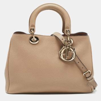 Pre Owned Dior Beige Leather Medium Diorissimo Shopper Tote