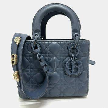 Pre Owned Dior Blue Lambskin Lady Dior Shoulder Bag
