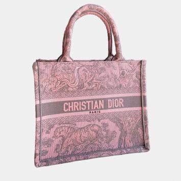 Pre Owned Dior Pink Canvas Book Tote Small Bag