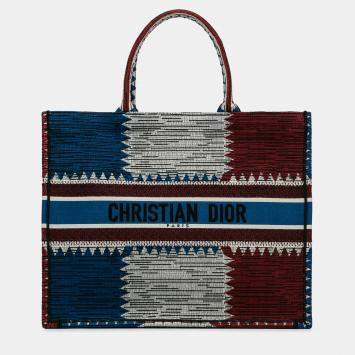 Pre Owned Dior Blue/Red Large French Flag Book Tote Bag