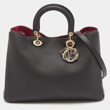 Pre Owned Dior Black Leather Large Diorissimo Shopper Tote