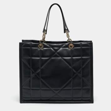 Pre Owned Dior Black Archicannage Leather Large Essential Tote