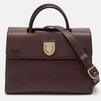 Pre Owned Dior Burgundy Leather Medium Diorever Top Handle Bag