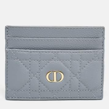 Dior Blue Cannage Leather Caro Freesia Card Holder