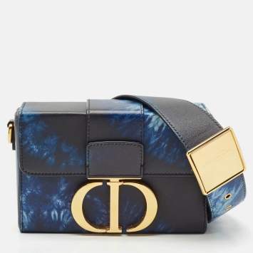 Pre Owned Dior Blue/Black Leather Tie Dye 30 Montaigne Box Bag