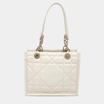 Pre Owned Dior Ivory Leather Archicannage Essential Tote Bag