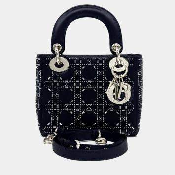 Dior Black Leather and Satin  Lady Mini Bag