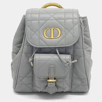 Dior Grey Leather Caro Backpack
