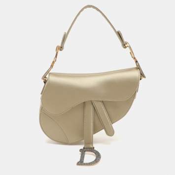 Pre Owned Dior Olive Satin Mini Saddle Bag