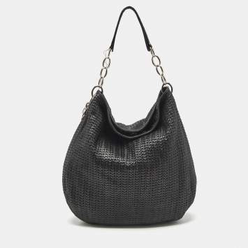 Dior Black Woven Leather Large Soft Lady Hobo