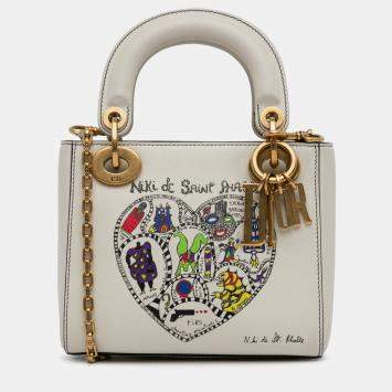 Dior White Niki de Saint Phalle Mini Calfskin Lady Dior