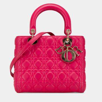 Dior Pink Medium Lambskin Cannage Lady Dior