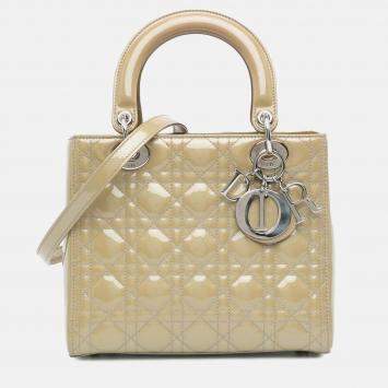 Dior Brown Medium Patent Cannage Lady Dior
