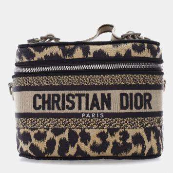 Dior Brown Mizza Small Embroidered Canvas Diortravel Leopard Vanity Case
