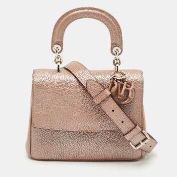 Dior Metallic Beige Leather Mini Be Dior Top Handle Bag