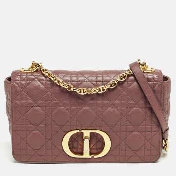 Dior Old Rose Cannage Leather Medium Caro Shoulder Bag