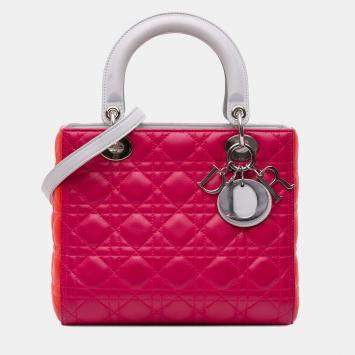 Pre Owned Dior Pink Medium Lambskin Cannage Lady Dior