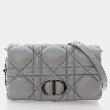 Dior Caro Mini Grey Calfskin Leather Shoulder Bag