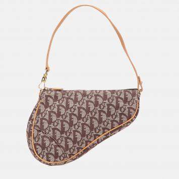 Dior Brown Mini Diorissimo Canvas Saddle Pochette