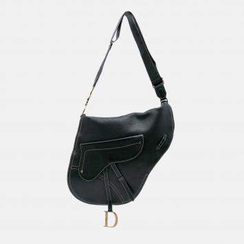 Dior Black Leather Baudrier Saddle Bag