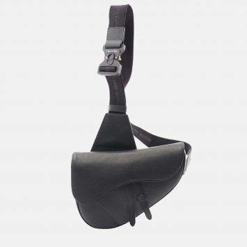 Dior Black Kim Jones Grained Calfskin Saddle Bag