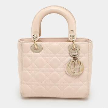 Dior Beige Cannage Leather Small Lady Dior My ABCDior Tote