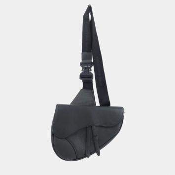 Pre Owned Christian Dior Saddle Black Leather Handbag