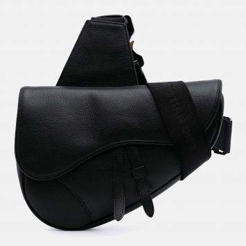 Dior Black Grained Calfskin Saddle Bag