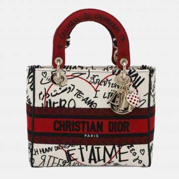 Dior Red/White Medium Canvas DiorAmour Graffiti Lady D Lite